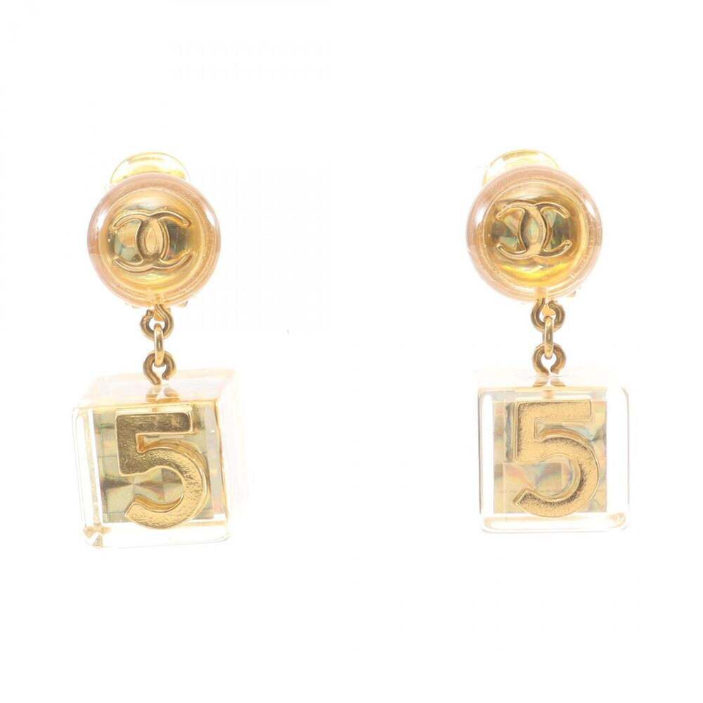 CHANEL White Logo Earrings